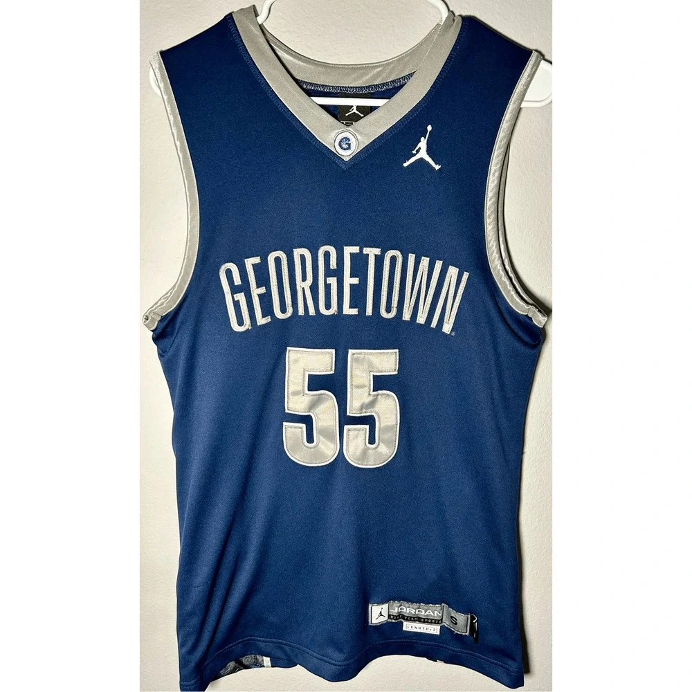 Jordan Georgetown Hoyas NCAA #55 Authentic Blue & Gray Jersey Sz S
